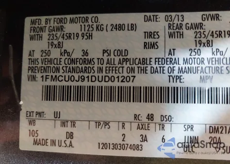 2013 Ford Escape Titanium из США, поврежденный, VIN 1FMCU0J91DUD01207